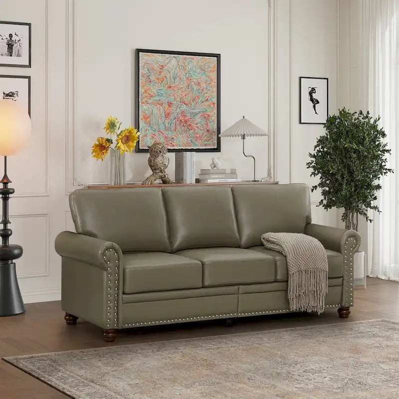 3 Seat Sofa with Rubber wood Legs and Nails finish