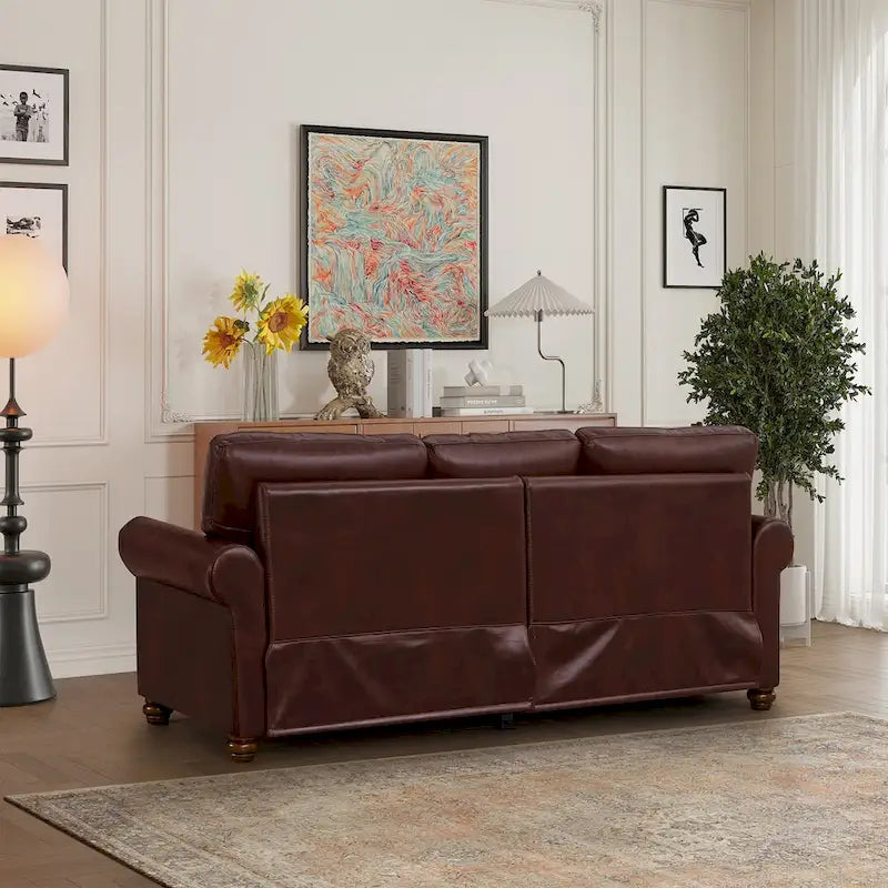 3 Seat Sofa with Rubber wood Legs and Nails finish