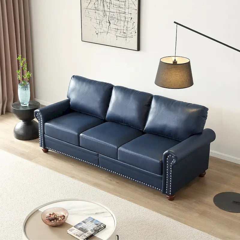 3 Seat Sofa with Rubber wood Legs and Nails finish
