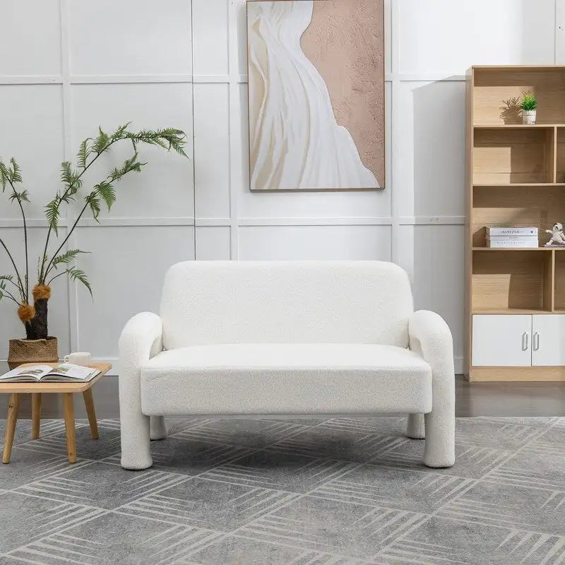 Mid-Century Modern Solid Wood Curved Sofa