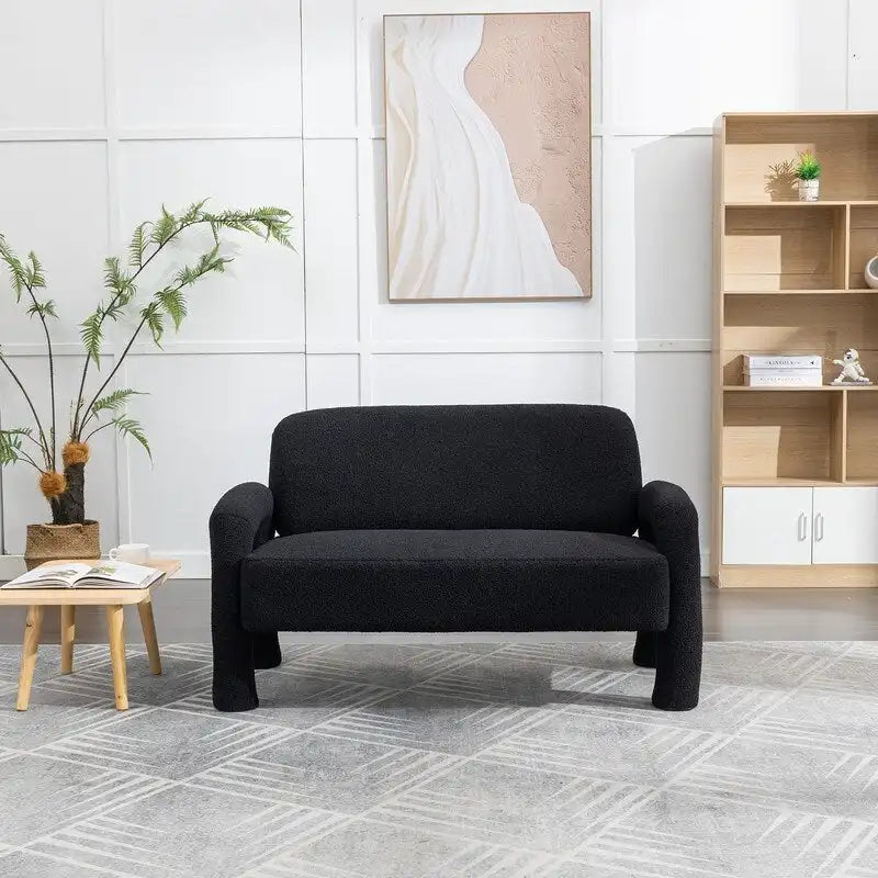 Mid-Century Modern Solid Wood Curved Sofa