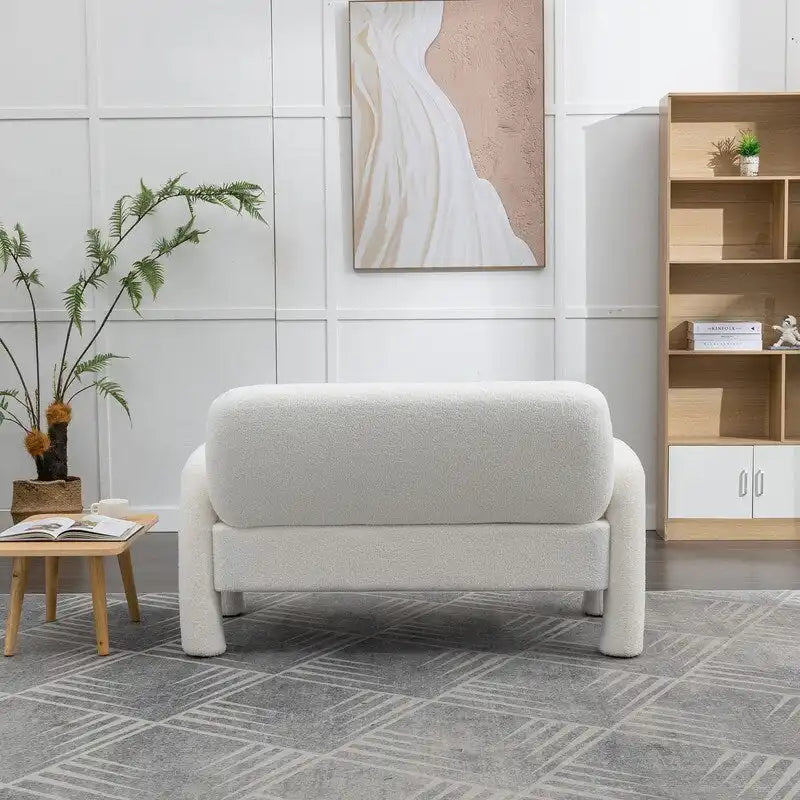 Mid-Century Modern Solid Wood Curved Sofa