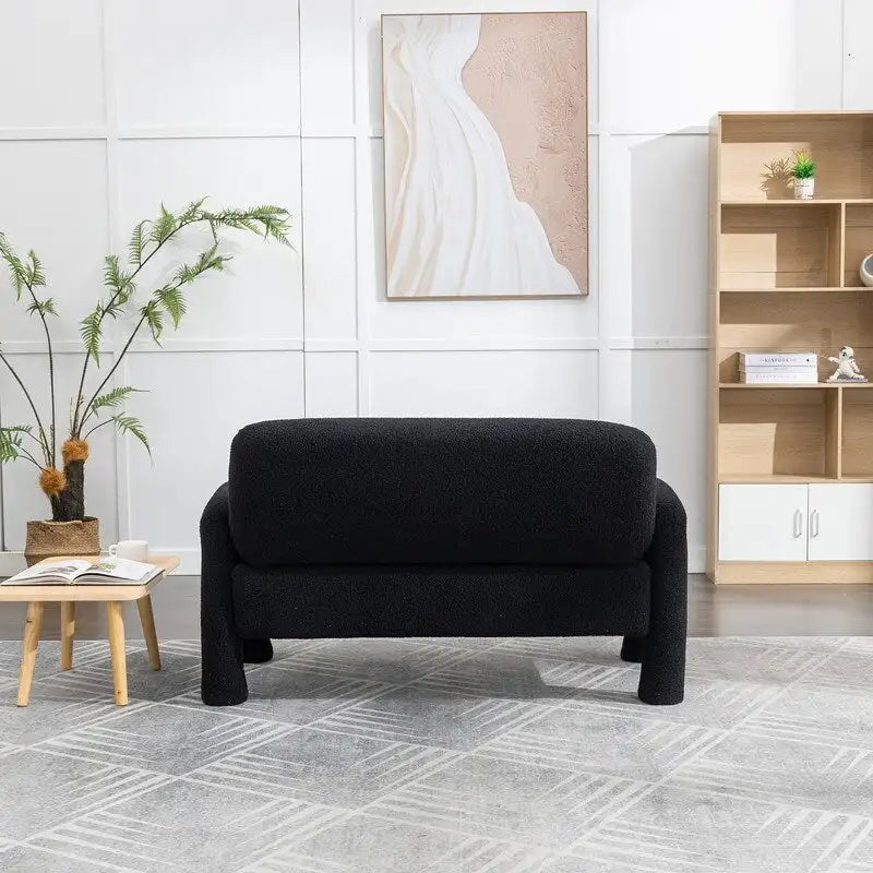 Mid-Century Modern Solid Wood Curved Sofa