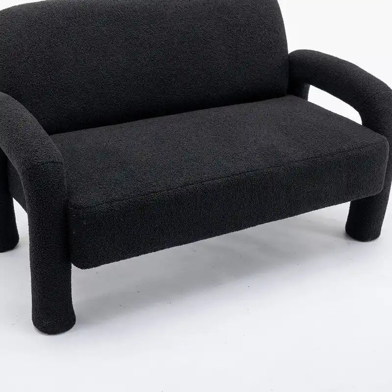 Mid-Century Modern Solid Wood Curved Sofa