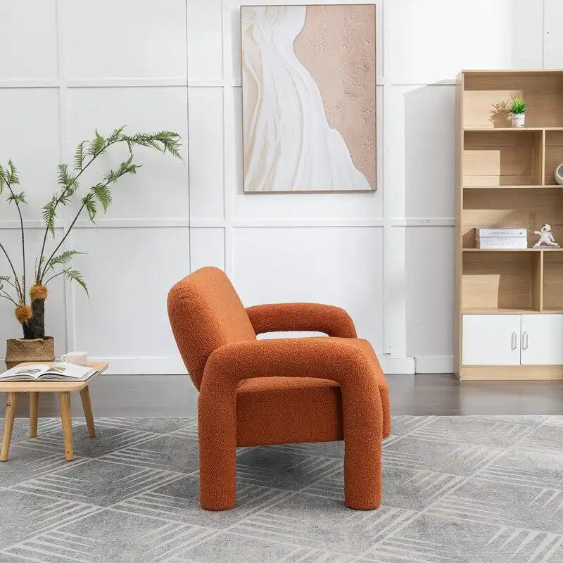 Mid-Century Modern Solid Wood Curved Sofa