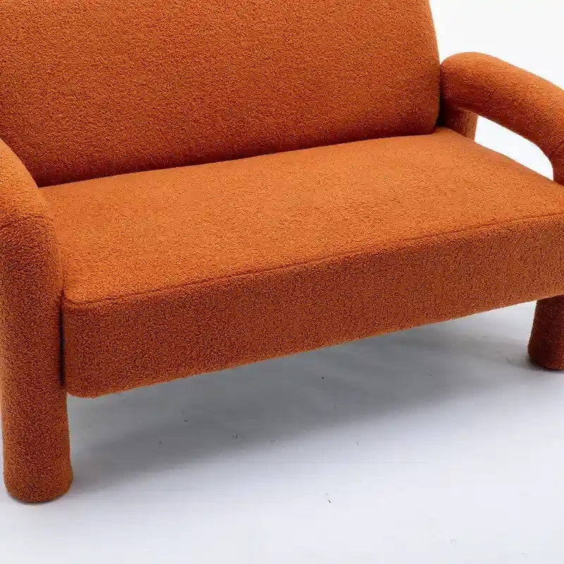 Mid-Century Modern Solid Wood Curved Sofa