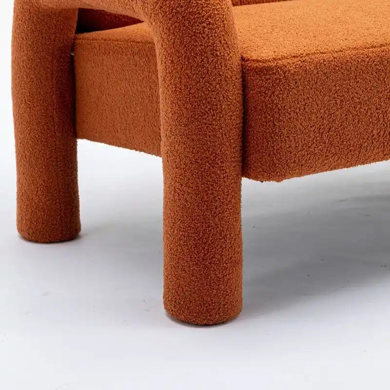 Mid-Century Modern Solid Wood Curved Sofa