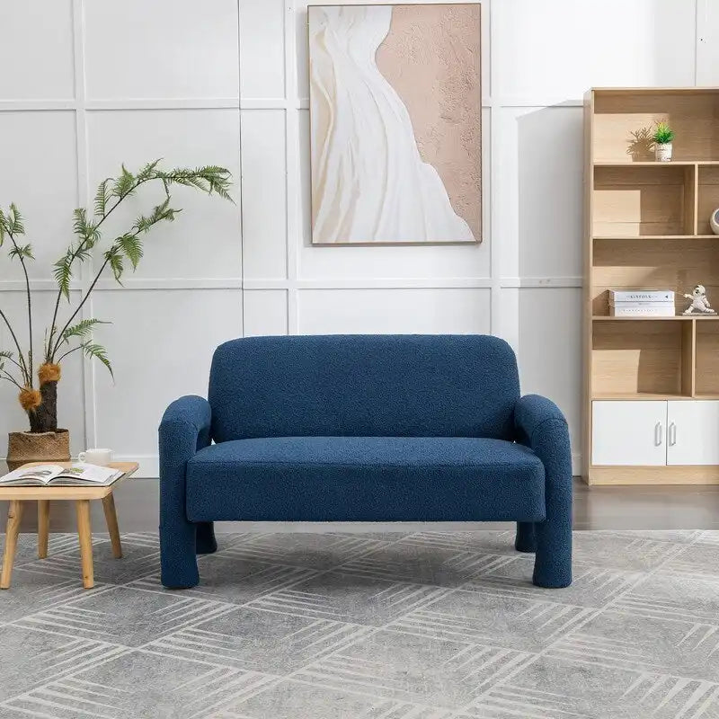 Mid-Century Modern Solid Wood Curved Sofa