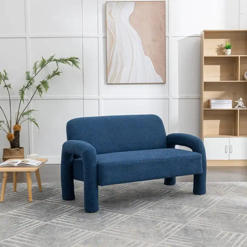 Mid-Century Modern Solid Wood Curved Sofa