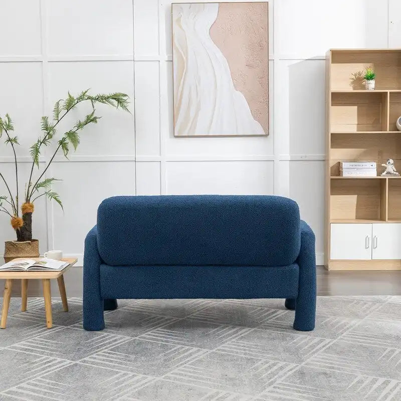Mid-Century Modern Solid Wood Curved Sofa