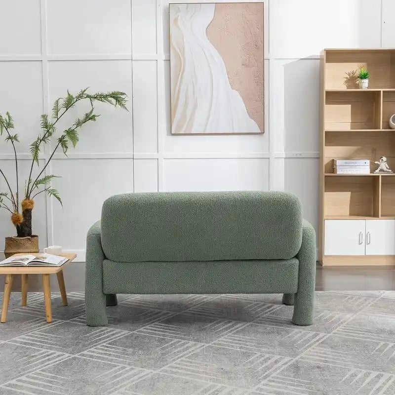 Mid-Century Modern Solid Wood Curved Sofa
