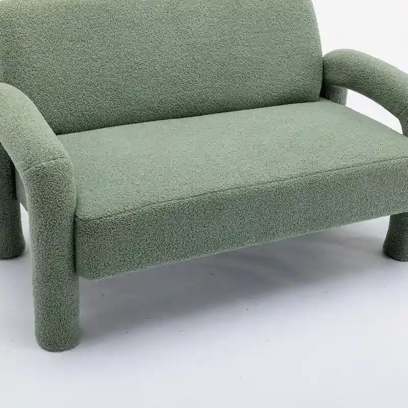 Mid-Century Modern Solid Wood Curved Sofa