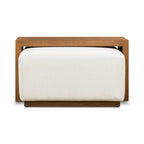 Ottoman with Adjustable Walnut Table - Full Grain Genuine Leather