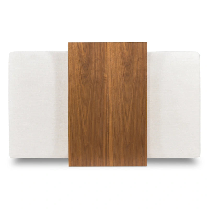 Ottoman with Adjustable Walnut Table - Full Grain Genuine Leather