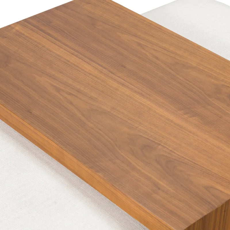 Ottoman with Adjustable Walnut Table - Full Grain Genuine Leather
