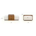 Ottoman with Adjustable Walnut Table - Full Grain Genuine Leather