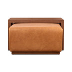 Ottoman with Adjustable Walnut Table - Full Grain Genuine Leather