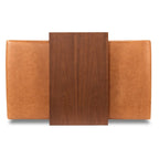 Ottoman with Adjustable Walnut Table - Full Grain Genuine Leather