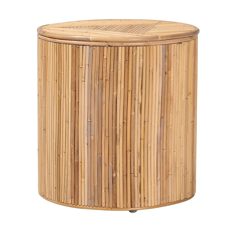 Modern Bohemian Natural Rattan End Table
