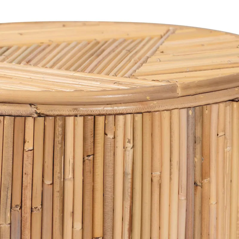 Modern Bohemian Natural Rattan End Table