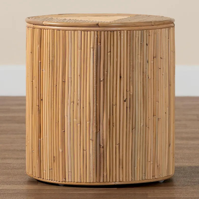 Modern Bohemian Natural Rattan End Table