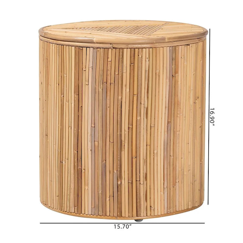 Modern Bohemian Natural Rattan End Table