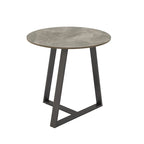 Glossy Sintered Stone with Grey Metal Base End Table