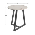 Glossy Sintered Stone with Grey Metal Base End Table