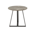 Glossy Sintered Stone with Grey Metal Base End Table