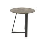 Glossy Sintered Stone with Grey Metal Base End Table