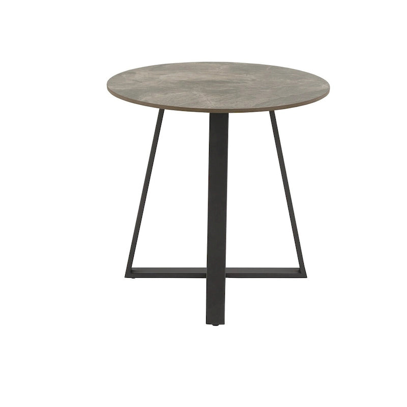 Glossy Sintered Stone with Grey Metal Base End Table