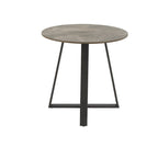 Glossy Sintered Stone with Grey Metal Base End Table
