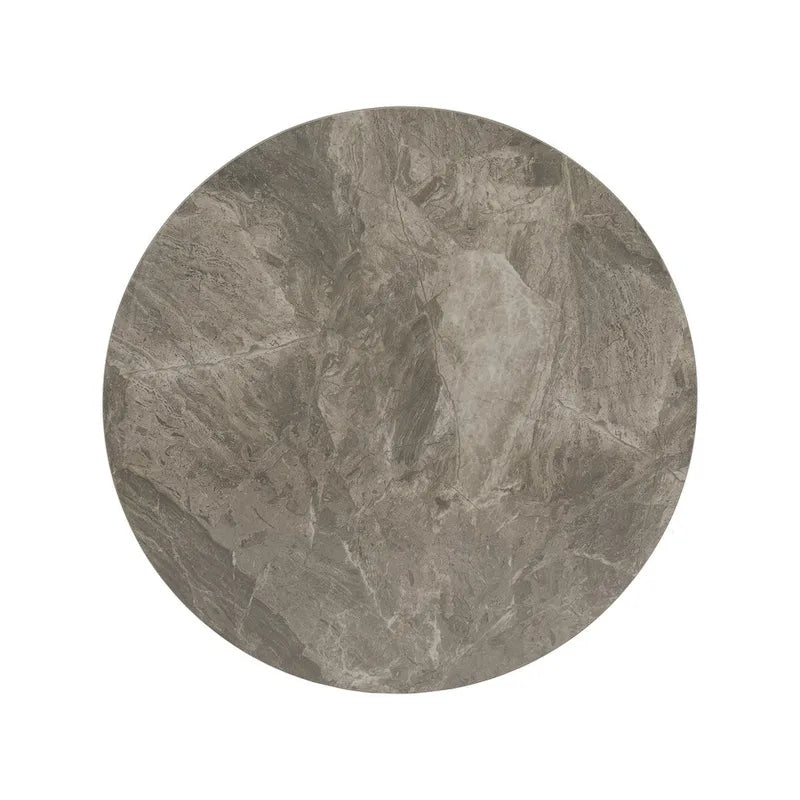 Glossy Sintered Stone with Grey Metal Base End Table