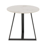 Glossy Sintered Stone with Grey Metal Base End Table