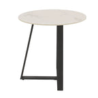 Glossy Sintered Stone with Grey Metal Base End Table