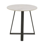 Glossy Sintered Stone with Grey Metal Base End Table