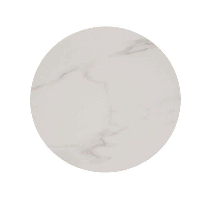 Glossy Sintered Stone with Grey Metal Base End Table