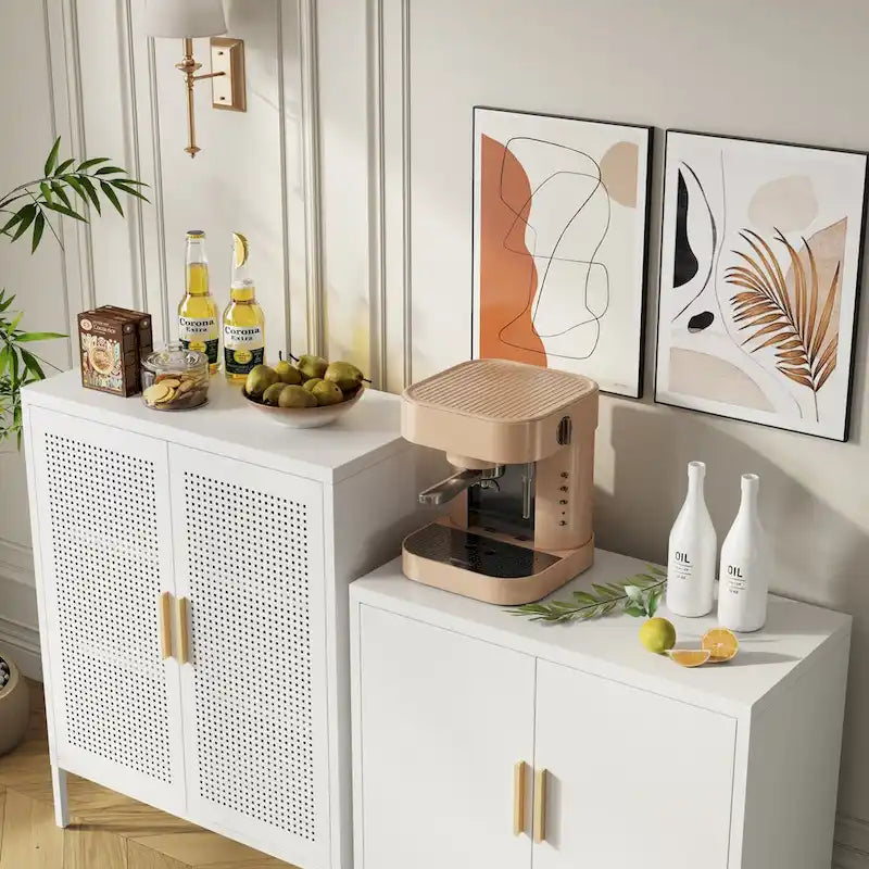 Metal Storage Cabinet with 2 Doors and 2 Adjustable Shelves, Steel Lockable Garage Storage Cabinet, Metal File Cabinet