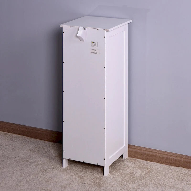 White Bathroom Storage Cabinet, Freestanding Cabinet with Drawers