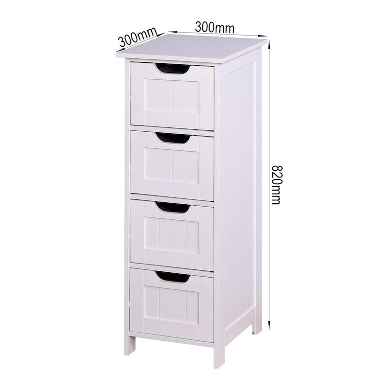 White Bathroom Storage Cabinet, Freestanding Cabinet with Drawers